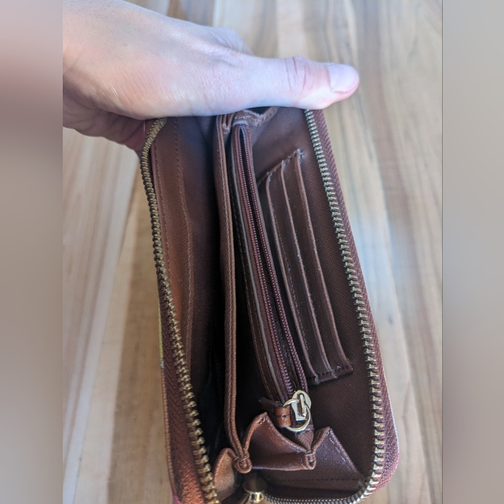 Fossil Zip Wallet Clutch - Colorblock Geometric Pattern - Picture 11 of 11